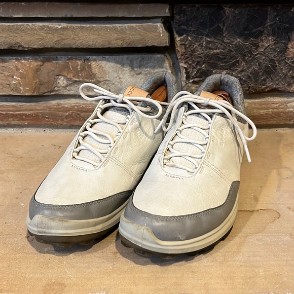 Ecco Other - Ecco Biom Hybrid 3 Goretex White and Grey Yak Leather Golf Shoes
